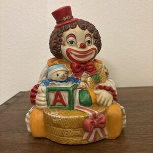 Vintage Ceramic Clown Music Box Porcelain Works Well Plays Toyland Nursery Decor